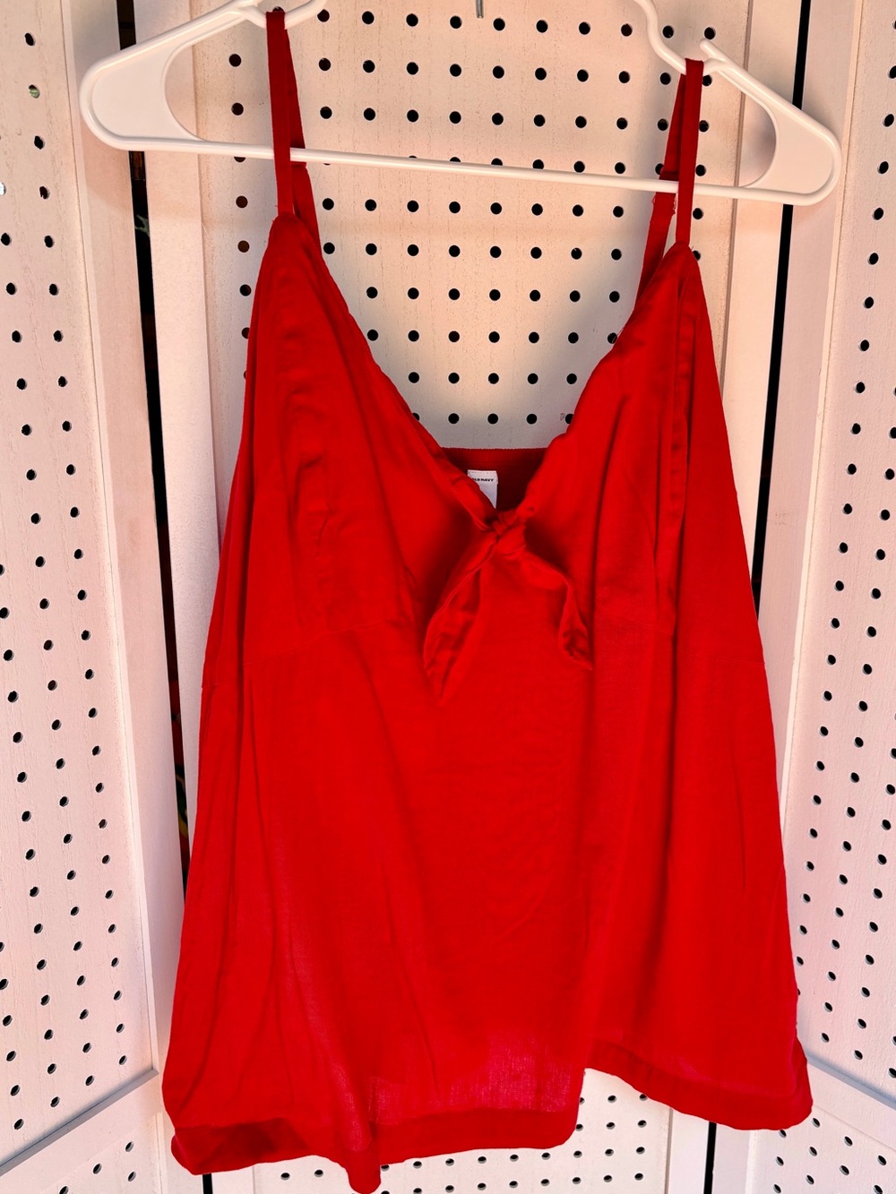 Old Navy XL Red Tie - Front Cami Tank Top Casual Festive Lightweight Basics